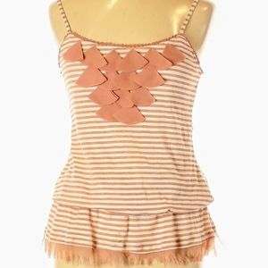 MINE Tiered Ruffle Fringed Boho Strap Tank